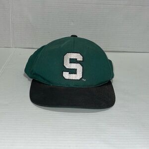 Vintage Michigan State University Spartans Hat Sports Specialties Green Big Logo